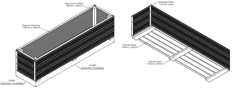 Deluxe Decking Planter CLEARANCE drawing