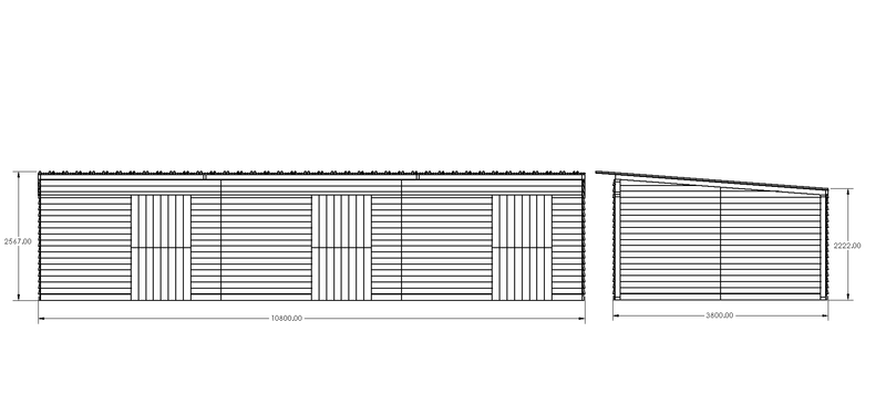 Stable 3.8m Deep x 10.8m Wide drawing