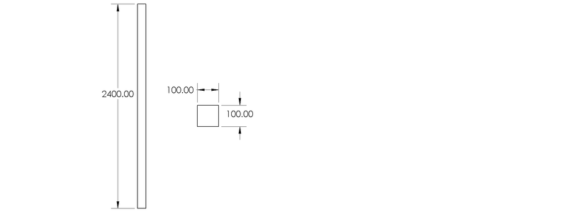 2.4m 100mm x 100mm Treated Timber Posts drawing