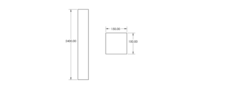 2.4m 150mm x 150mm Treated Gate Post drawing