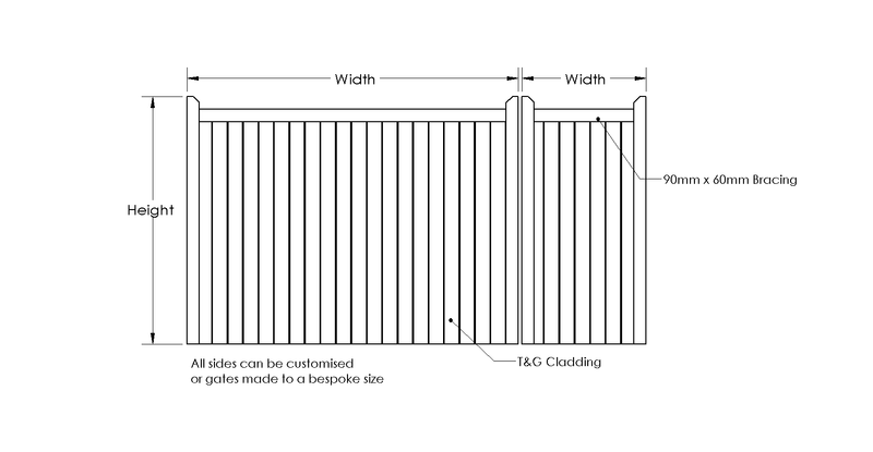 Highampton Mortise & Tenon 3/4 Split T&G Entrance Gate (Pair) drawing