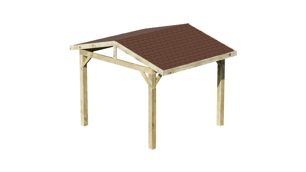 Wooden Gazebo - Katepal Brown Shingle Roof - Apex Design - No Overhang render