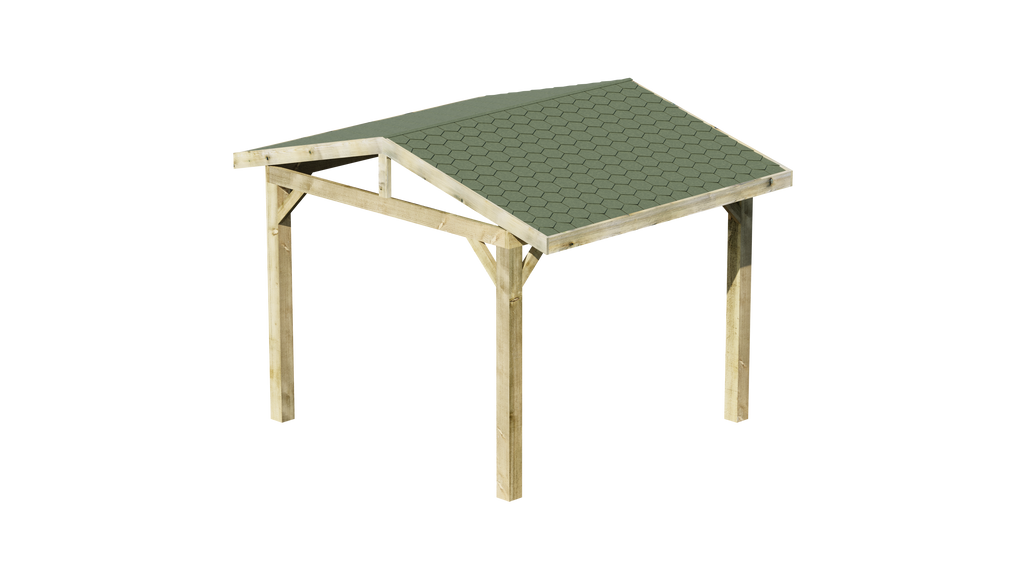 Wooden Gazebo - Katepal Green Shingle Roof - Apex Design - No Overhang render