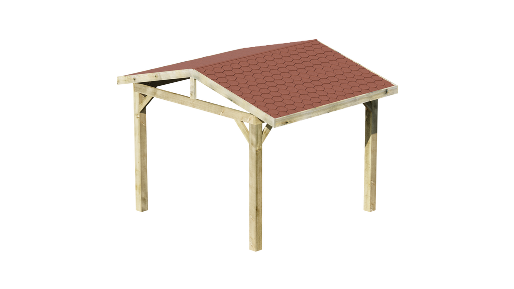 Wooden Gazebo - Katepal Red Shingle Roof - Apex Design - No Overhang render