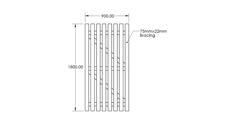 6ft x 3ft Picket Gate Flat Top drawing