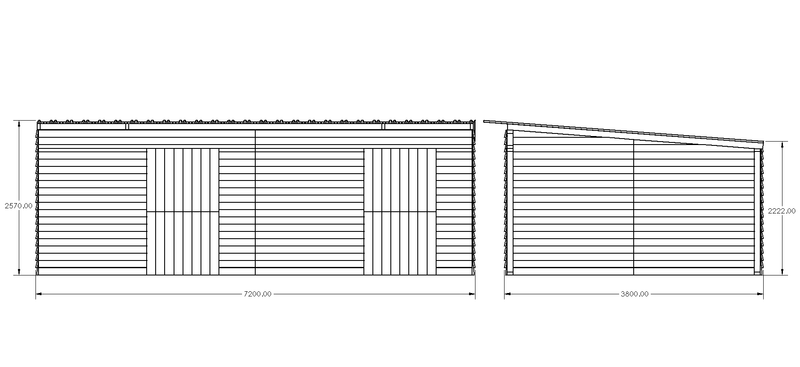 Stable 3.8m Deep x 7.2m Wide drawing