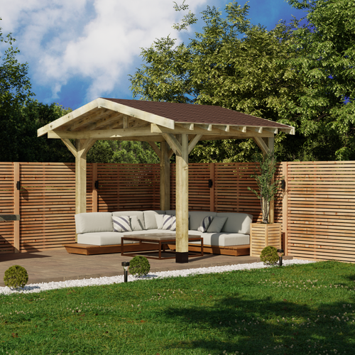 Premium Pergola Kit – Brown Shingle Roof for a Natural Look