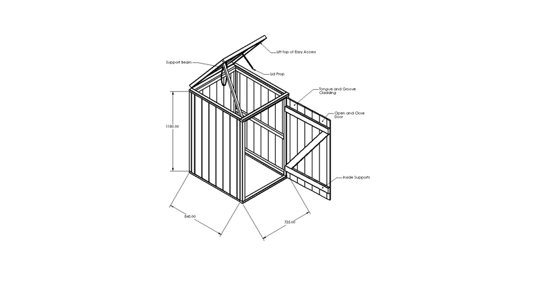 Timber Bin & Recycling Box Store - Fully Assembled drawing