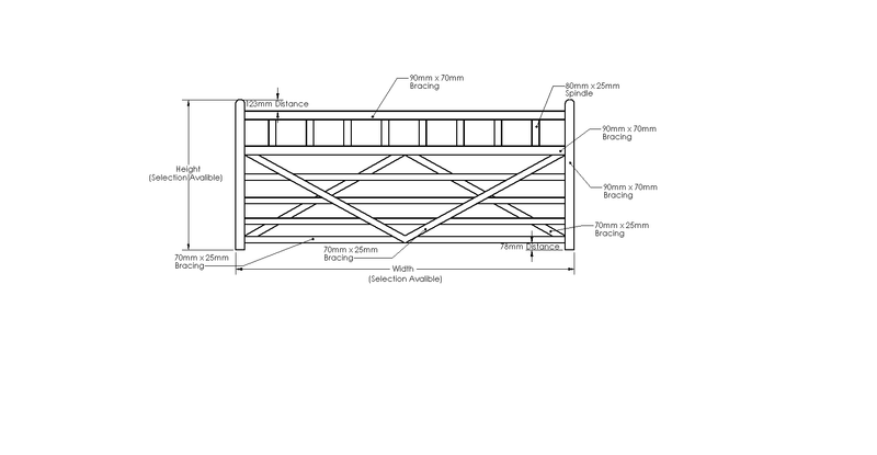 Iroko Boscastle Diamond Brace Gate drawing