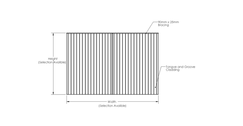 Clovelly Mortise & Tenon T&G Entrance Gate (Pair) drawing