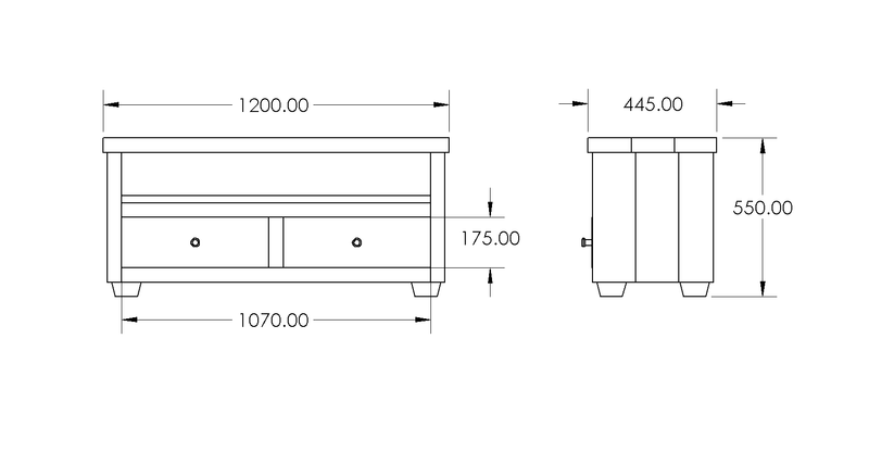 Croyde 2 Drawer TV Stand drawing