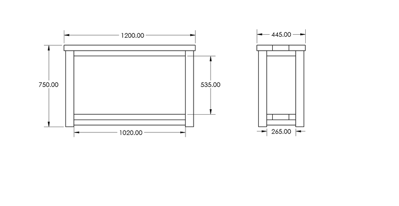 Dartmouth Hallway Console Table drawing