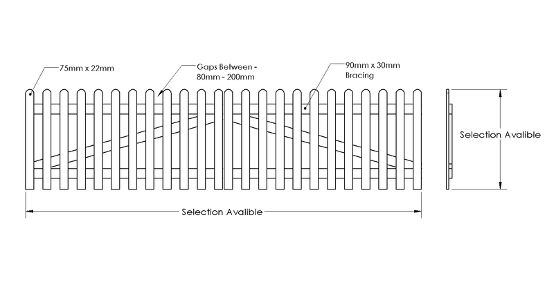 Picket Driveway Gate (Pair) drawing