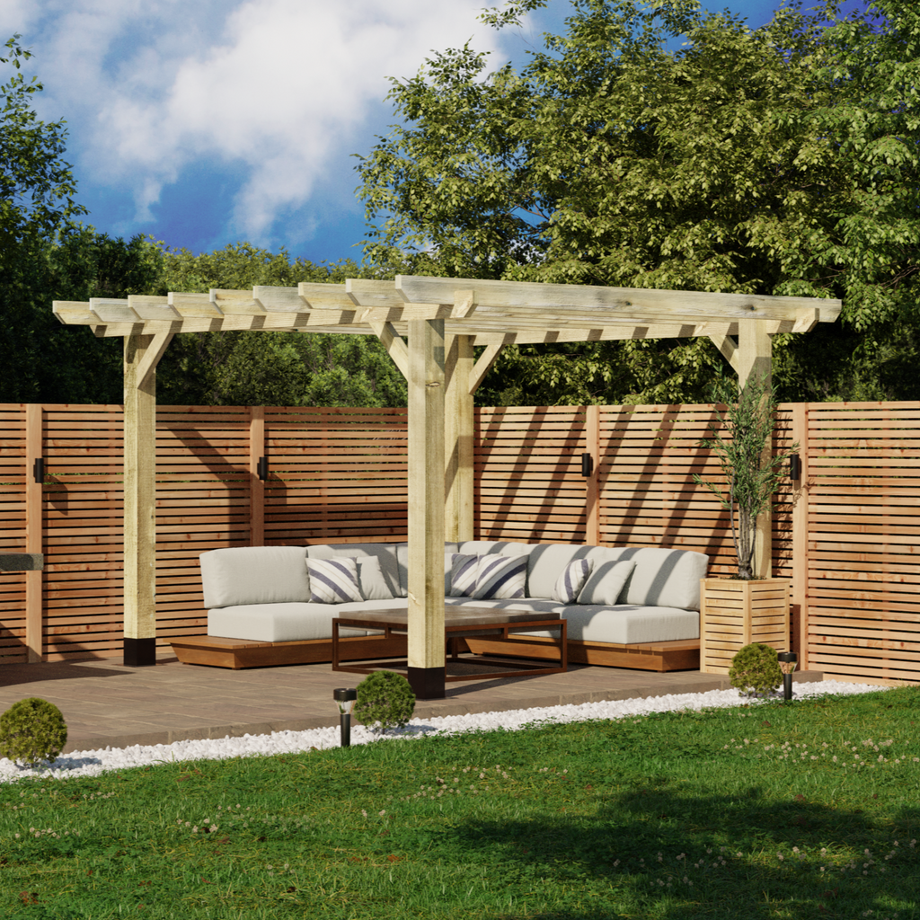 Wooden Pergola - Flat & Open Roof day