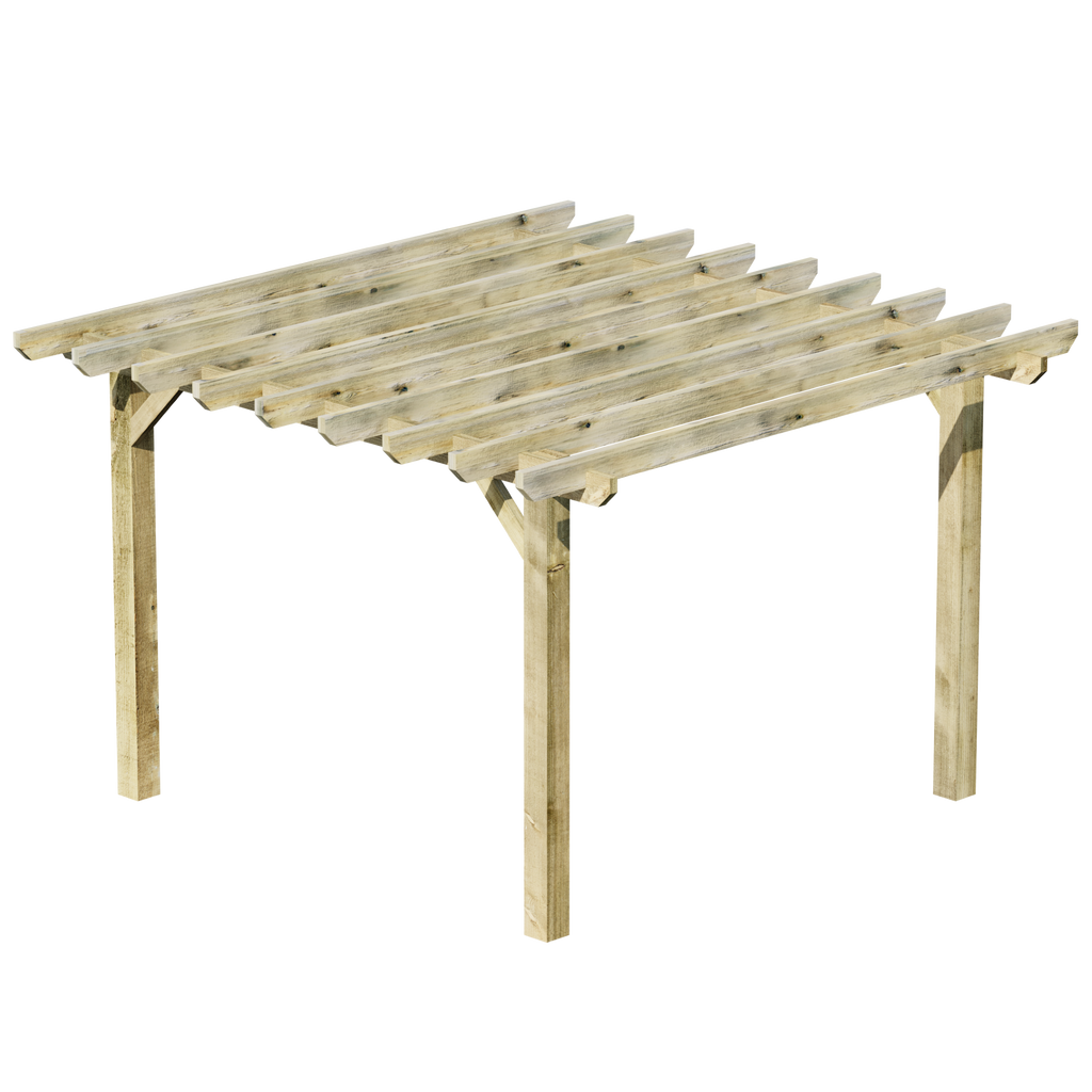 Wooden Pergola - Flat & Open Roof render