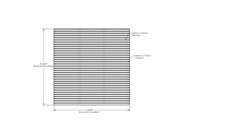 Double Sided Planed Cedar/Larch Slatted Panel - Horizontal drawing