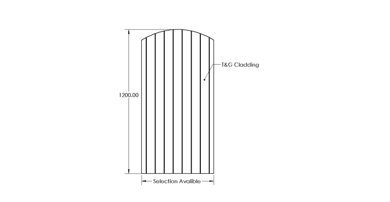 Instow Curved Tongue & Groove Side gate (1.2m High) drawing