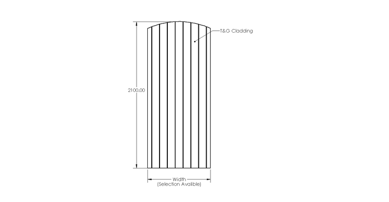 Instow Curved Tongue & Groove Side gate (2.1m High) drawing