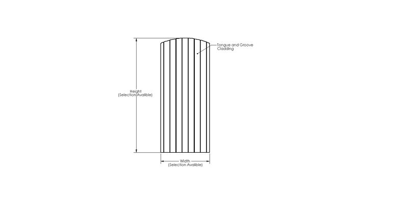 Instow Curved Tongue & Groove Side gate (1.5m High) drawing