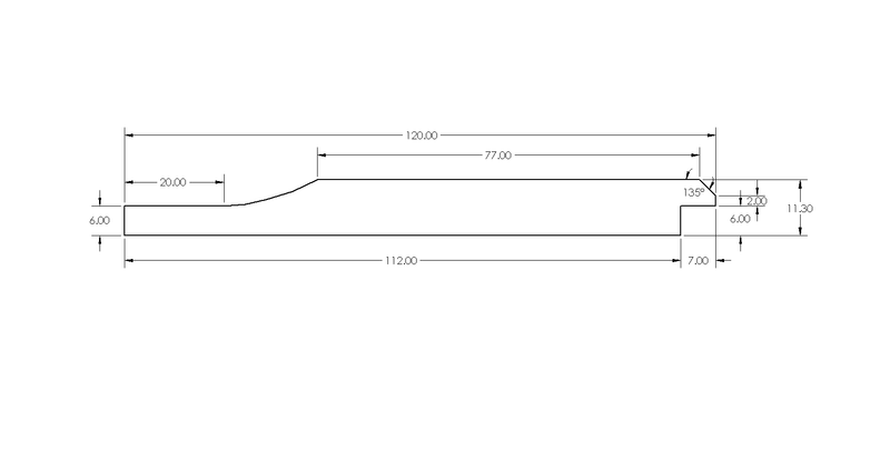 Shiplap Treated Redwood 119mm x 12mm drawing