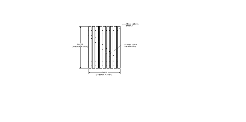 Pressure Treated Picket Side Gate Pointed Top 0.6m Height drawing