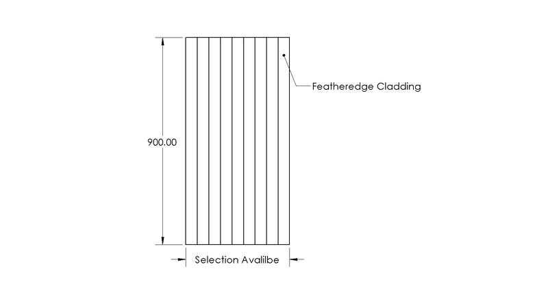 Portreath Framed Featheredge Gate (0.9m High) drawing