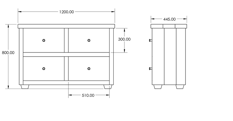 Portreath Chest of 4 Drawers drawing