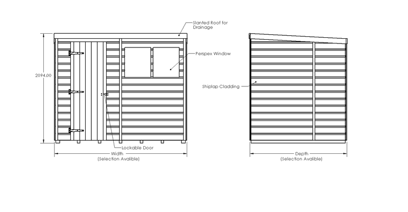 Premium Pent Shed - Fully Pressure Treated drawing