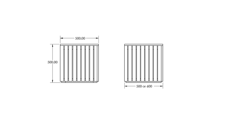 Premium Larch Slatted Panel Planter - Vertical drawing