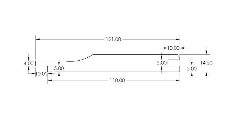 Shiplap T&G Treated Redwood 121mm x 14.5mm drawing