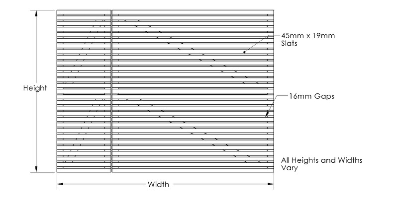 Redwood Slatted Gates 3/4 1/4 drawing