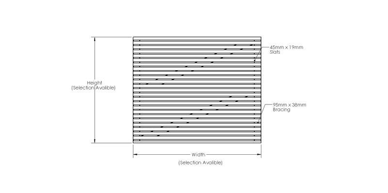 Cedar Slatted Gate Single drawing