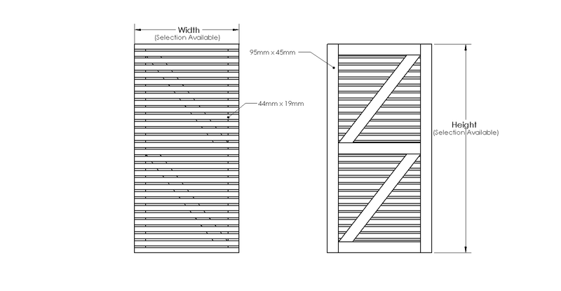 Redwood Slatted Gate Single drawing