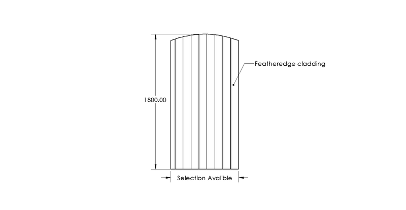 Topsham Curved Featheredge Side Gate (2.1m High) drawing