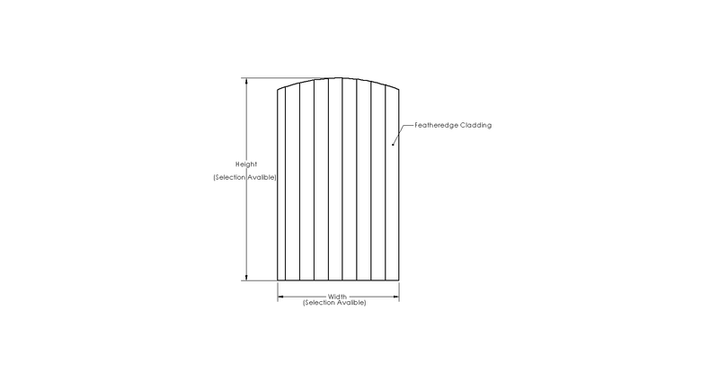 Topsham Curved Featheredge Side Gate (1.5m High) drawing