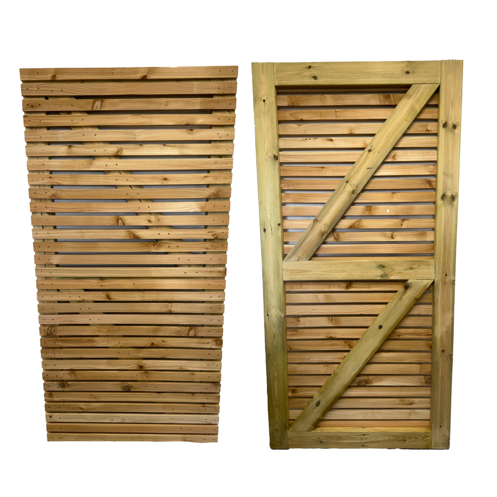 Cedar Slatted Gate front and back with treated bracing