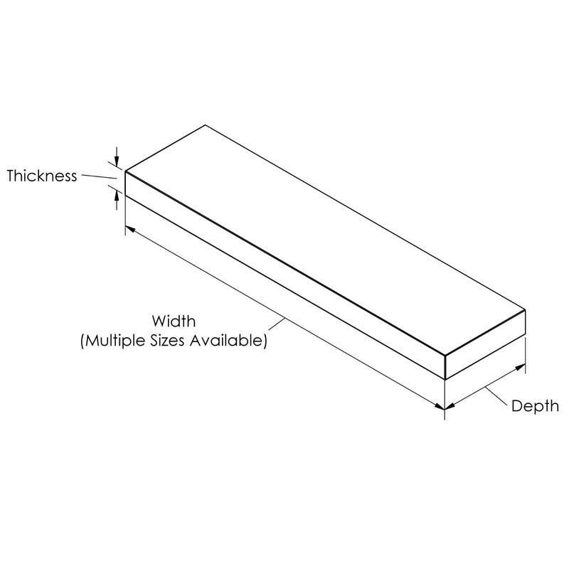 Bespoke Solid Wooden Shelf - Lipped Brackets - 220mm Depth x 40mm Thickness drawing