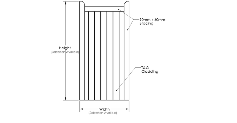 Highampton Mortise & Tenon Side Gate (Single) drawing