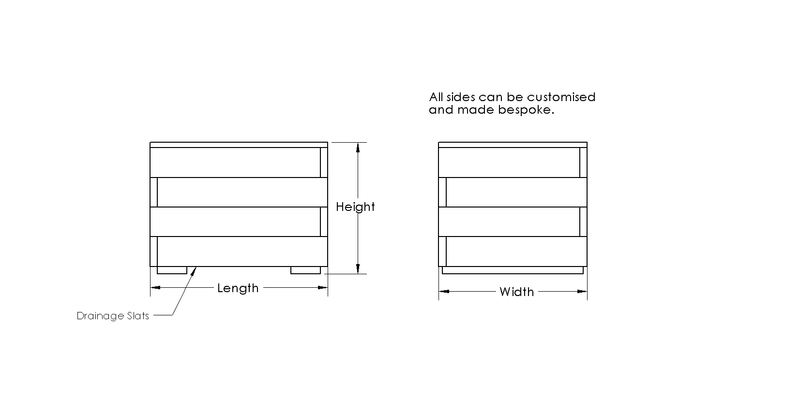 Premium Treated Redwood Overlap Planter drawing