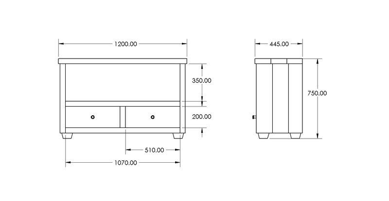 Salcombe Hallway Console Table drawing