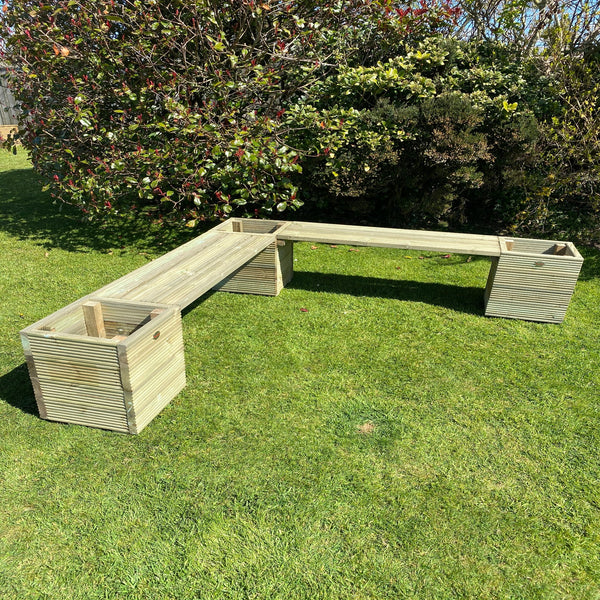 Corner bench store planter